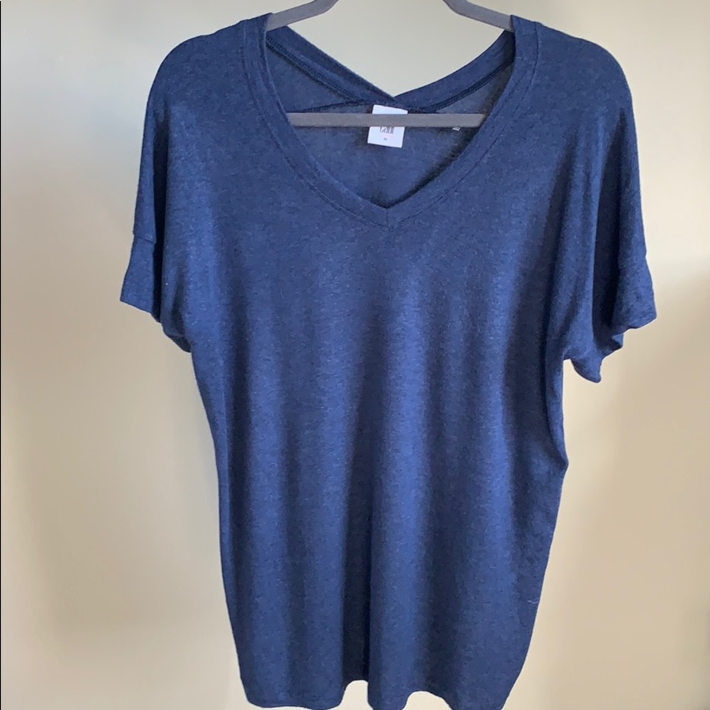 EUC Navy CABI Double V-Neck Tee, #5062